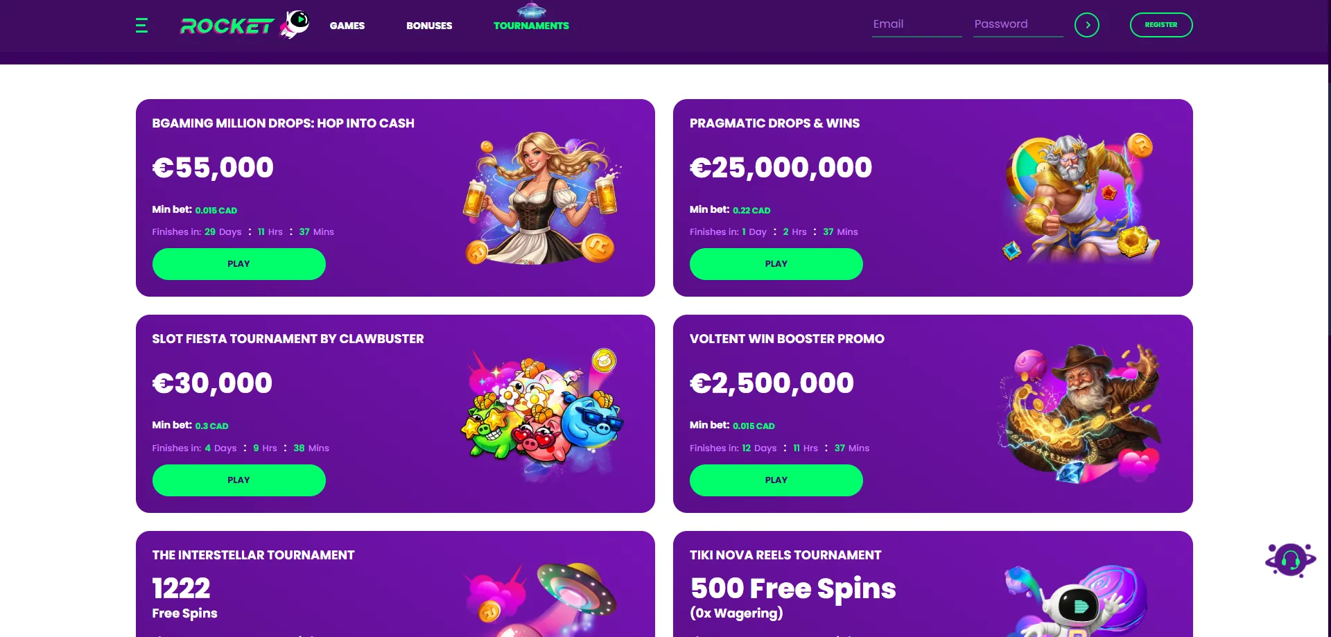 Casino Rocket welcome bonus and promotions — AUD match bonus and free spins