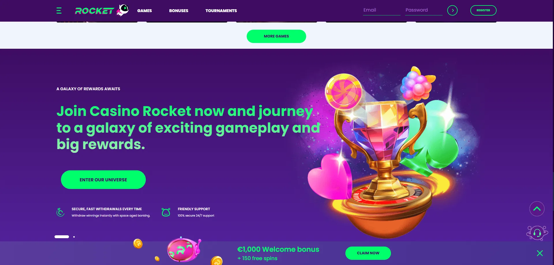 Casino Rocket mobile casino app — play on smartphone in Australia