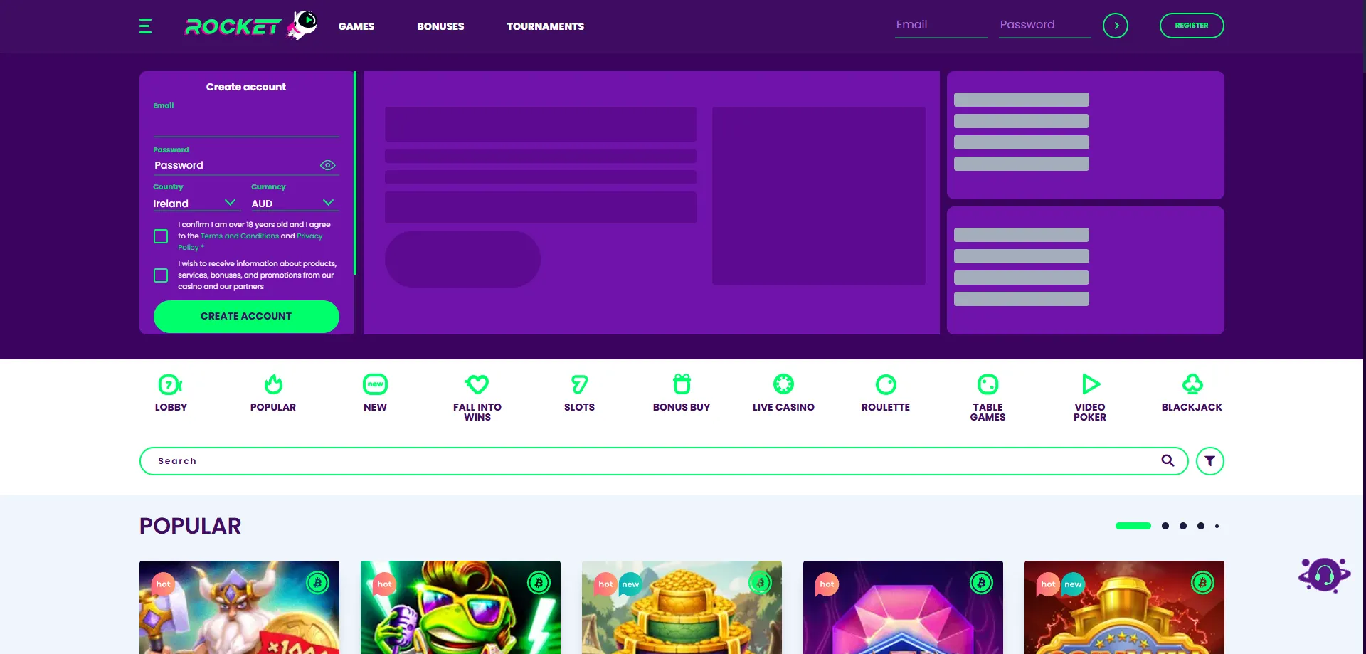Casino Rocket online casino overview — space-themed gaming platform Australia