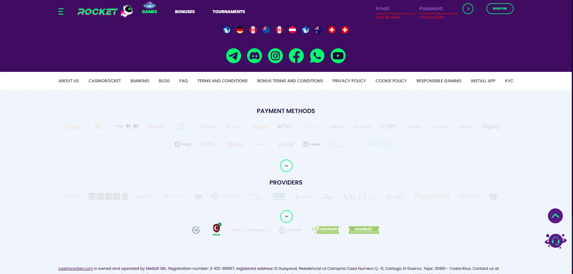Casino Rocket deposit and withdrawal methods — AUD and crypto